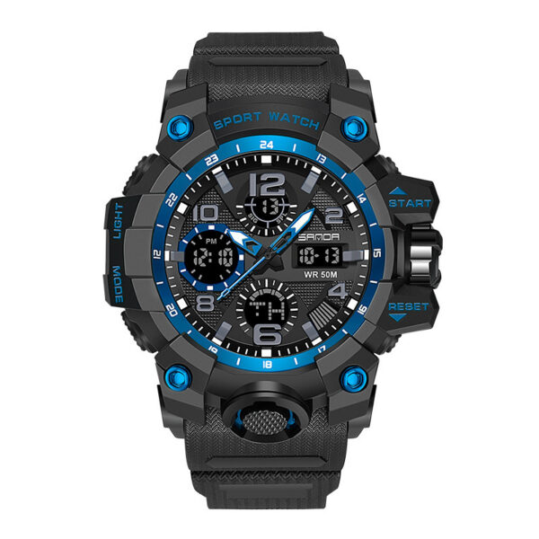 Men Dual Display Quartz Sports Watches Multi-Function Waterproof Male Stopwatch Wristwatch - Image 7