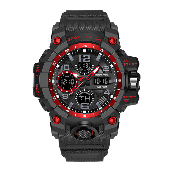 Men Dual Display Quartz Sports Watches Multi-Function Waterproof Male Stopwatch Wristwatch - Image 3