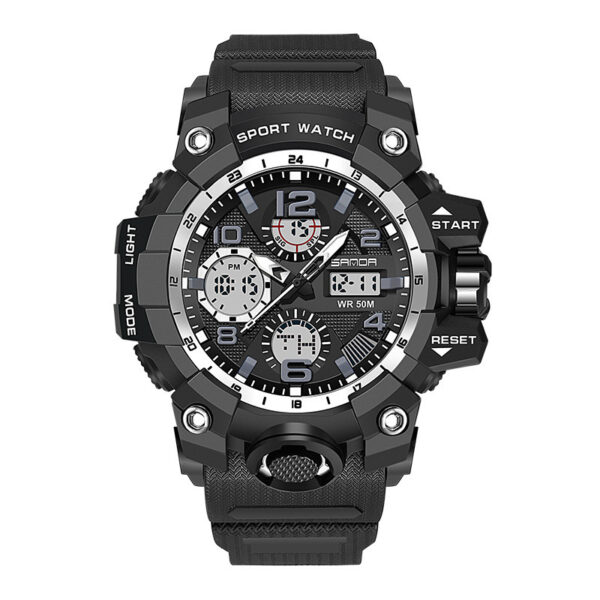 Men Dual Display Quartz Sports Watches Multi-Function Waterproof Male Stopwatch Wristwatch - Image 2