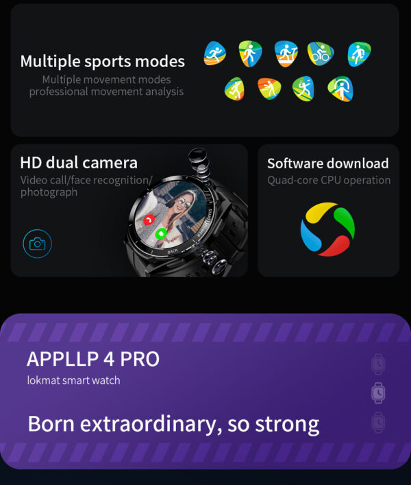 New Appllp4 Pro Smart Watch 4G Card-inserting Men's Watch 6 128G Double Photo 16-inch Christmas Gift - Image 9